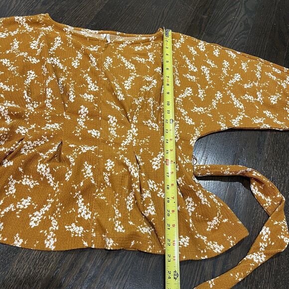 Anthropologie Blouse Small Amber Dolman Sleeve Top Golden Boho Floral Casual - Picture 9 of 10